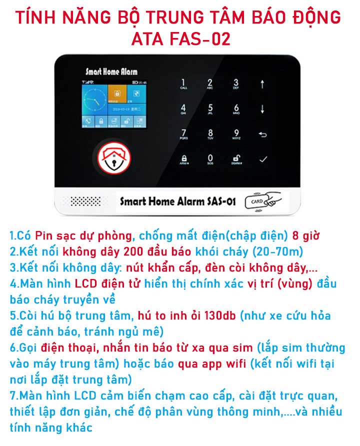 tính năng bộ trung tâm báo cháy không dây ata fas 02 