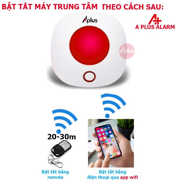 bật tắt từ xa thông minh bộ chống trộm wifi aplus x1a